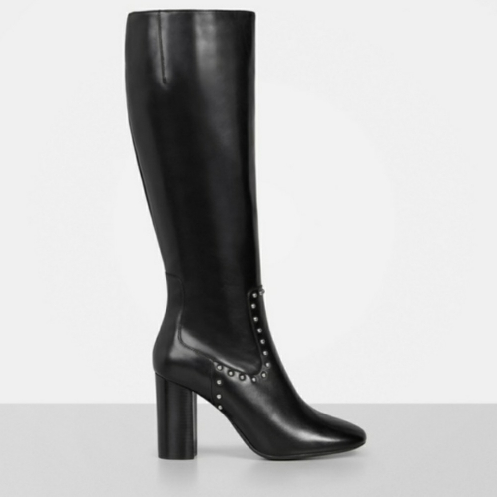 All Saints knee-high leather studded boots, size 6